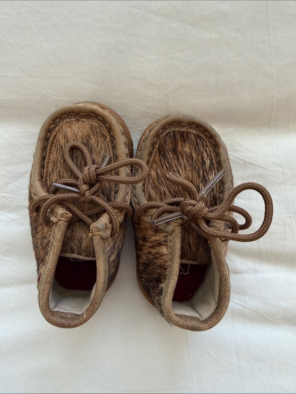 Twisted X Kids Brown Faux Fur Moccasins with Laces